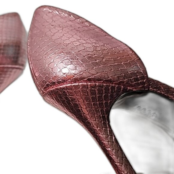 Heels by Aldo Snake Skin Style Leather Pointed Toe Pink Chromatic Size 39=8.5 US - Picture 10 of 11